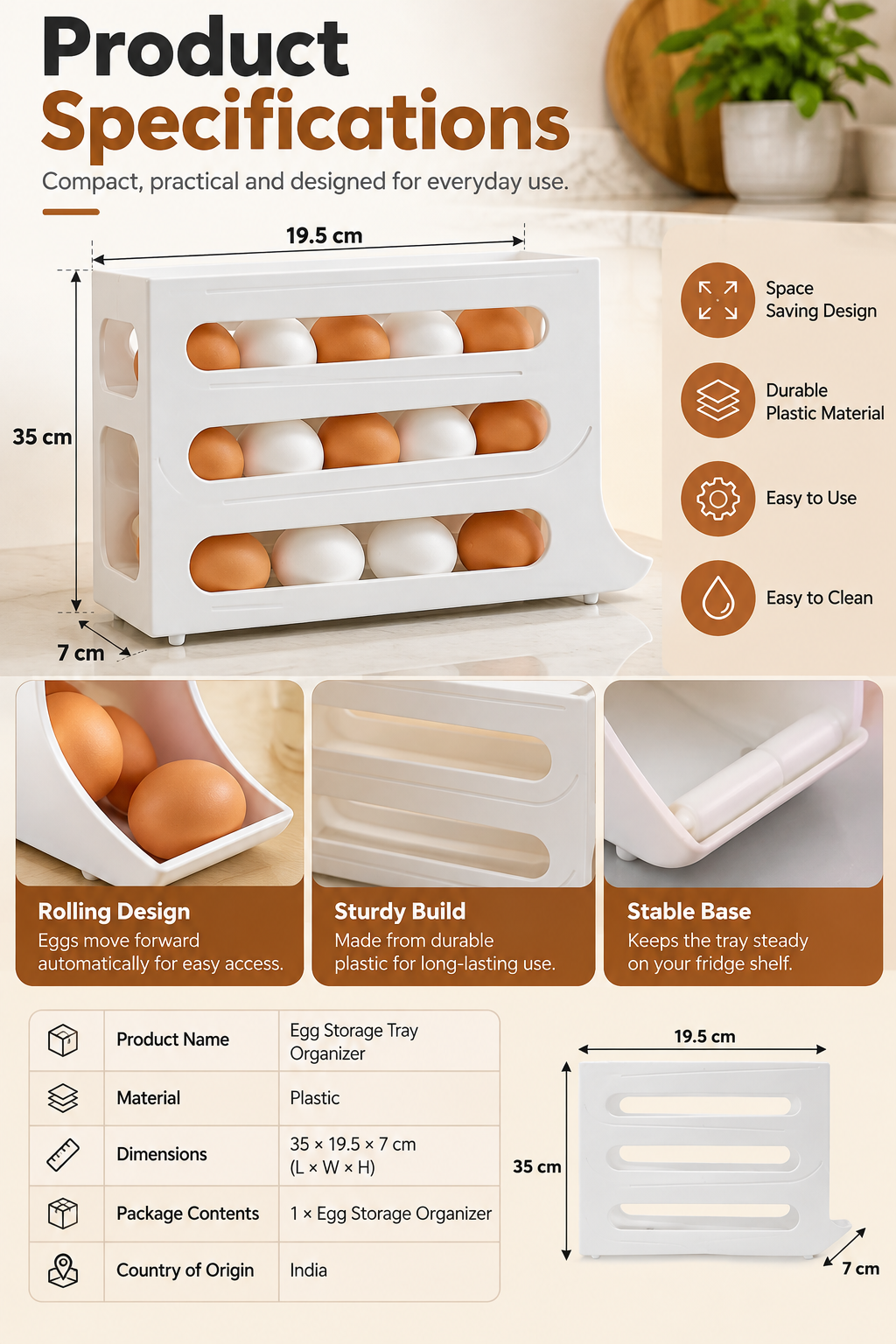 Egg Storage Tray Organizer