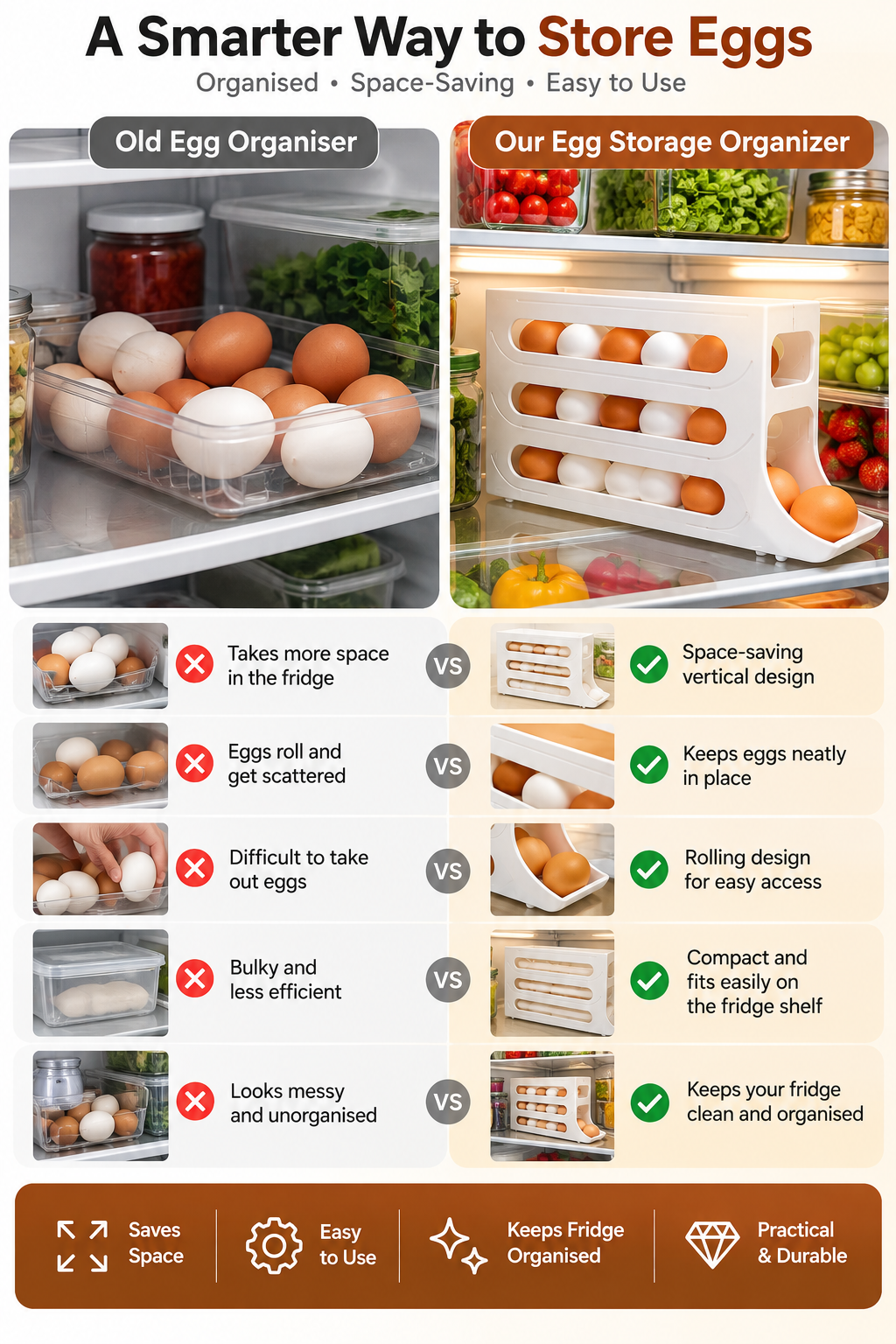 Egg Storage Tray Organizer