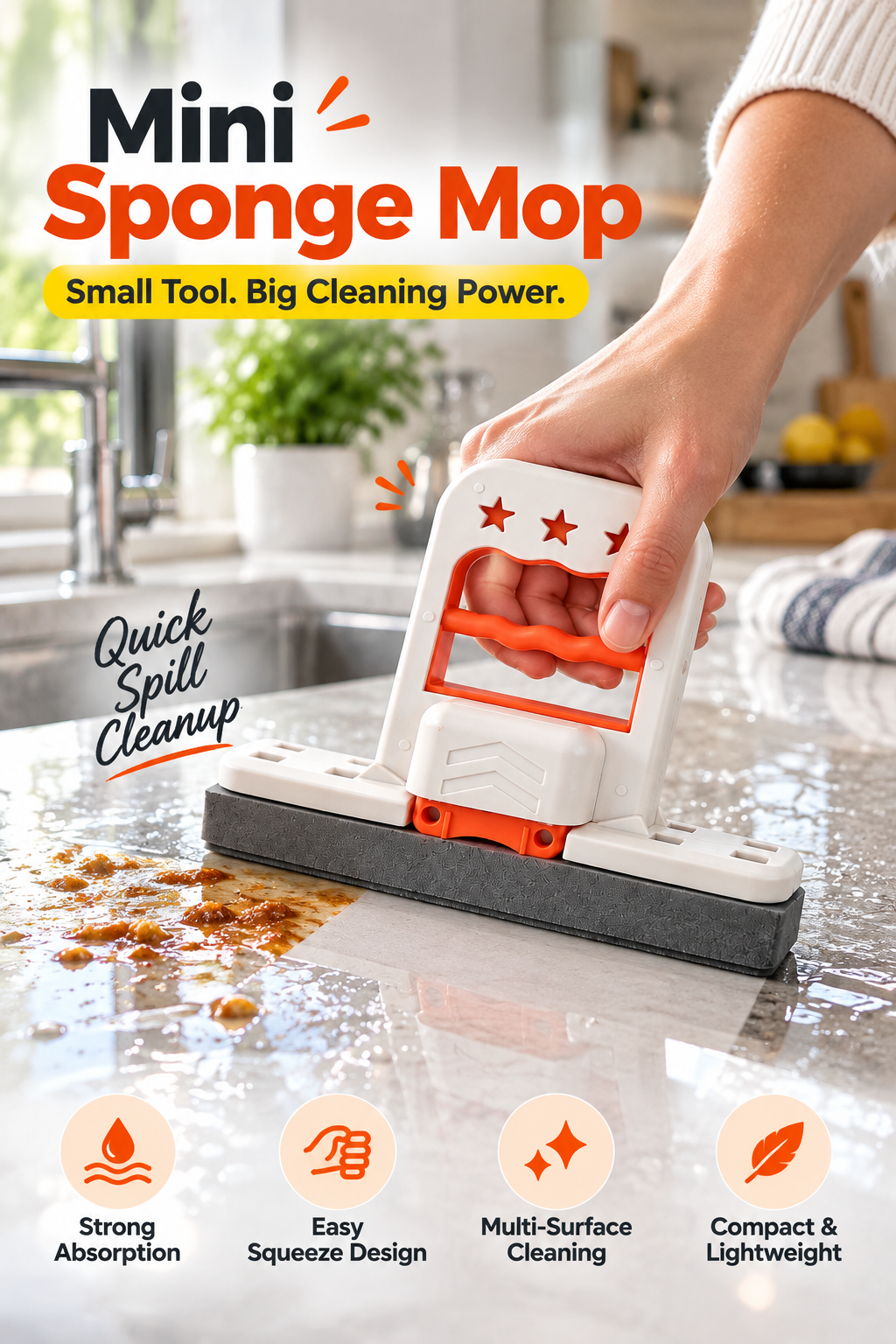 Mini Squeeze Sponge Mop for Home & Glass Cleaning