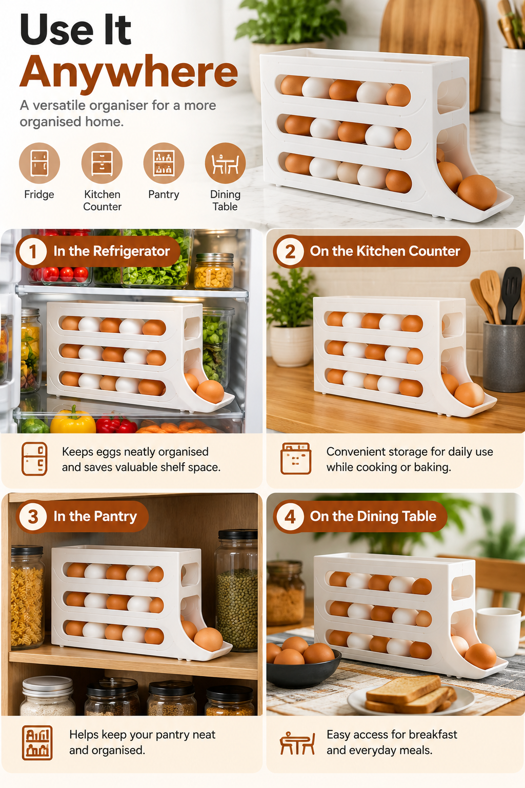 Egg Storage Tray Organizer